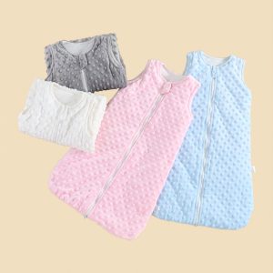 Newborn Baby Sleeping Bag, 0-6 Months, Thick Quilted Velour Backless Vest Style Swaddle Wrap Blanket For Winter, With Sleeveless And Anti-Kick Design Multicolor