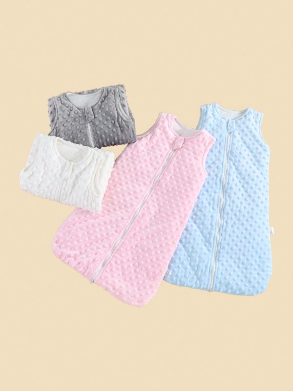 Newborn Baby Sleeping Bag, 0-6 Months, Thick Quilted Velour Backless Vest Style Swaddle Wrap Blanket For Winter, With Sleeveless And Anti-Kick Design Multicolor