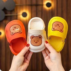 Festive Cartoon Bear Garden Slippers: Non-Slip, Breathable, and Adorable for Little Girls and Infants