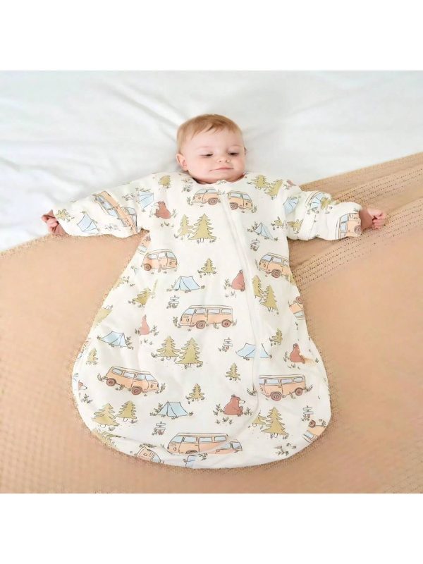 1pc Newborn Baby Sleep Sack, Spring Autumn & Winter, Detachable Sleeve Anti-Kicking Blanket, 0-3 Years Old Multicolor