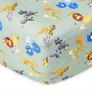 100% Cotton Infant Fitted Sheet, Jungle Family