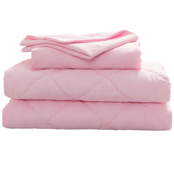 4 Piece Soft And Breathable Crib Bedding Set, Includes Quilted Comforter, Fitted Sheet, Flat Top Sheet And Envelope Pillowcase