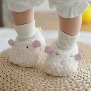 Cozy & Cute Cartoon Animal Sock Shoes for Babies - Warm Fleece-Lined Winter Footwear, Perfect for Indoor/Outdoor Use