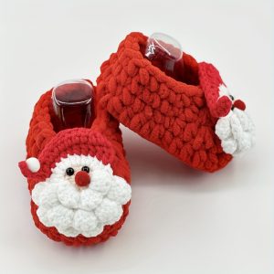 Cute Cartoon Santa Claus Handmade Woven Shoes For Baby Boys, Breathable Lightweight Walking Shoes For Christmas Gift