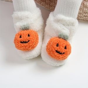 Myggpp Halloween Pumpkin Baby Booties - Cozy & Soft First Walker Shoes for Boys & Girls, Perfect for Indoor/Outdoor Use, All Seasons