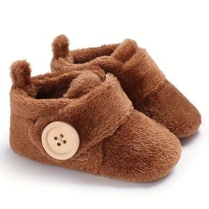 Autumn and winter baby shoes with soft soles for warmth and casual cotton shoes for men and women aged 0-1