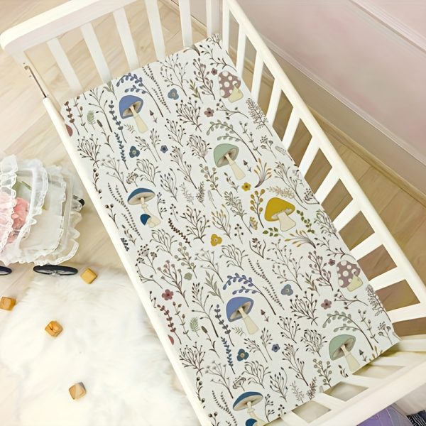 Small mushroom pattern baby bed sheets with comfortable and soft texture suitable for babies to rest and sleep, suitable for infants aged 0 to 3 years old