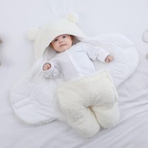 Autumn And Winter New Baby Sleeping Bag, Baby Swaddling Warm Plush Quilt For 0-6 Months Baby